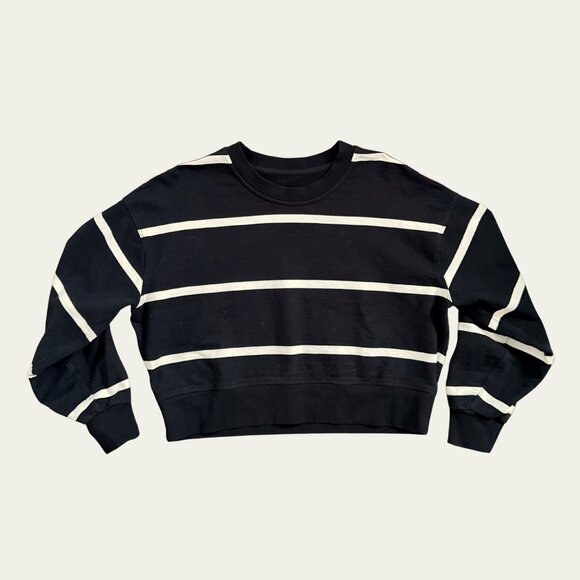 Lululemon Perfectly Oversized Cropped Crew sz 6 Boundless Stripe Black White - Picture 2 of 4